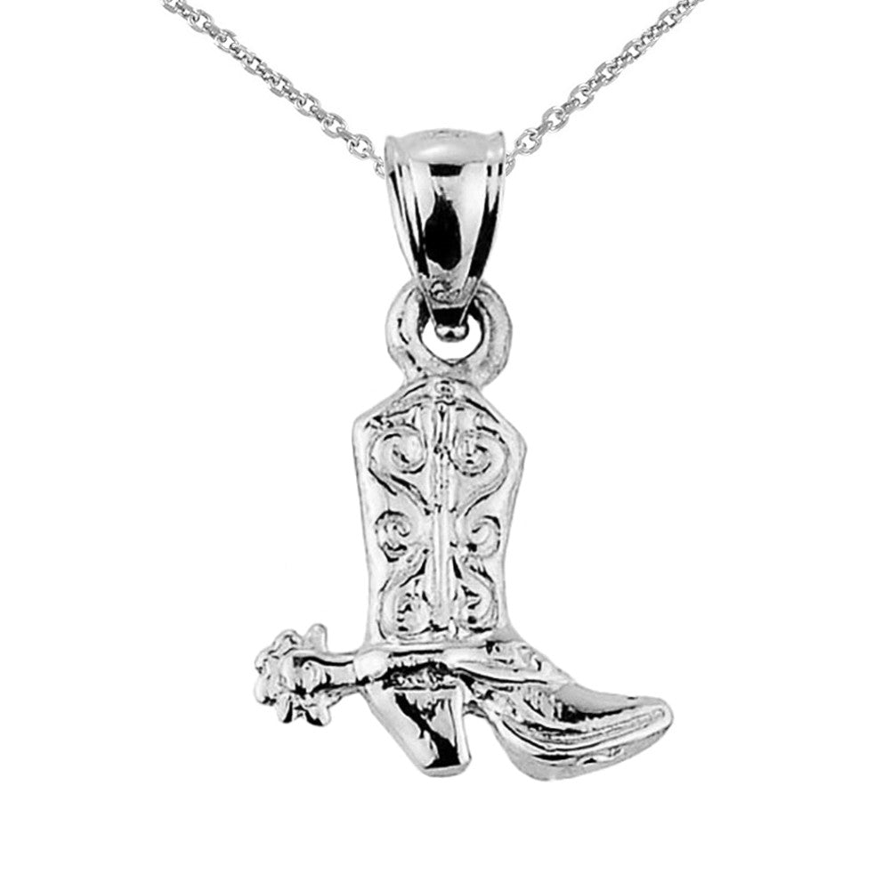Solid Gold Cowboy Boot Charm Pendant Necklace, view 4
