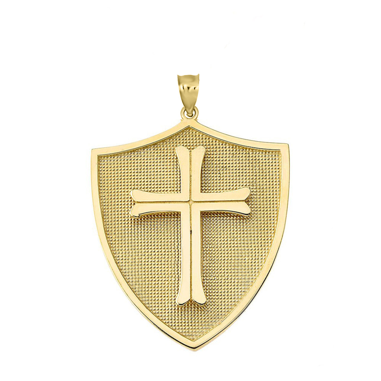 Solid Gold Crusader Shield Pendant, view 2