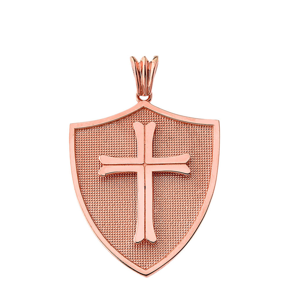 Solid Gold Crusader Shield Pendant, view 5