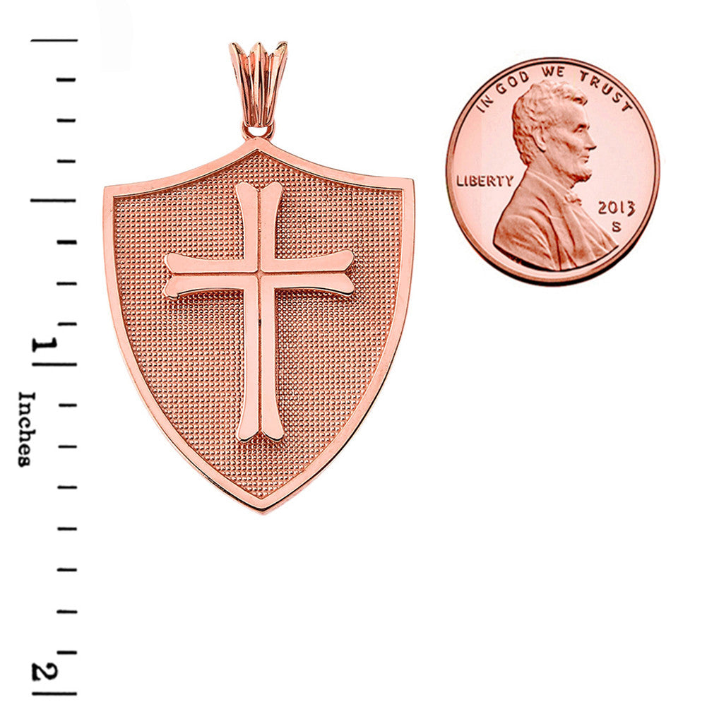 Solid Gold Crusader Shield Pendant, view 6