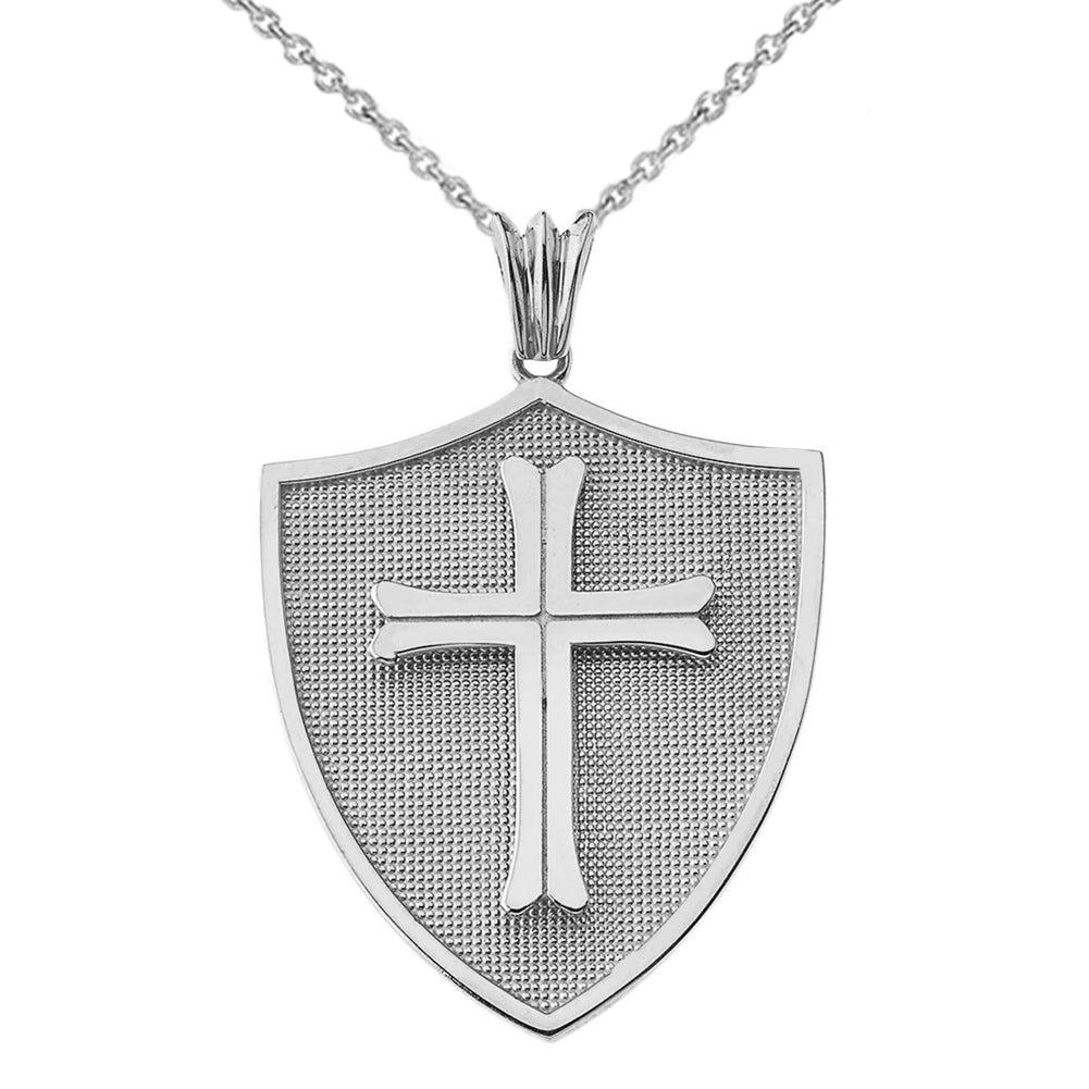 Solid Gold Crusader Shield Pendant, view 7