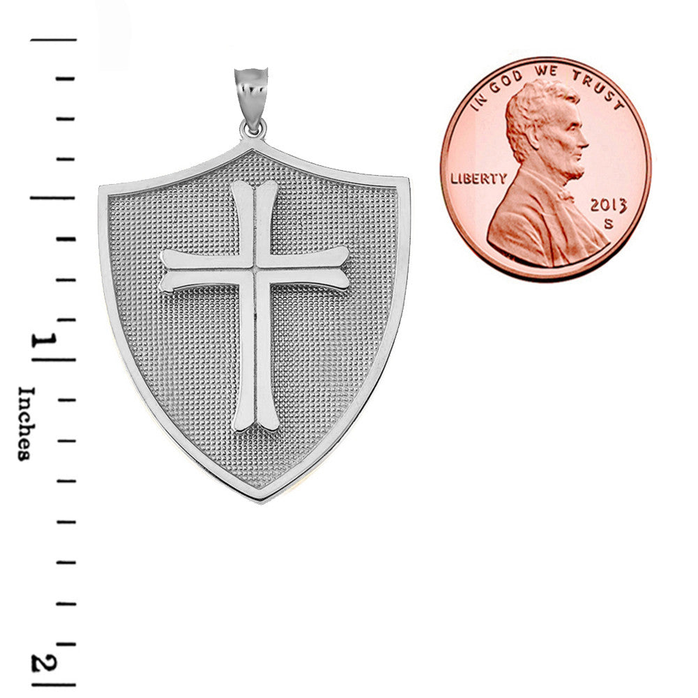 Solid Gold Crusader Shield Pendant, view 9