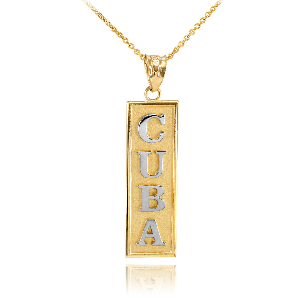 Solid Gold CUBA Pendant Necklace