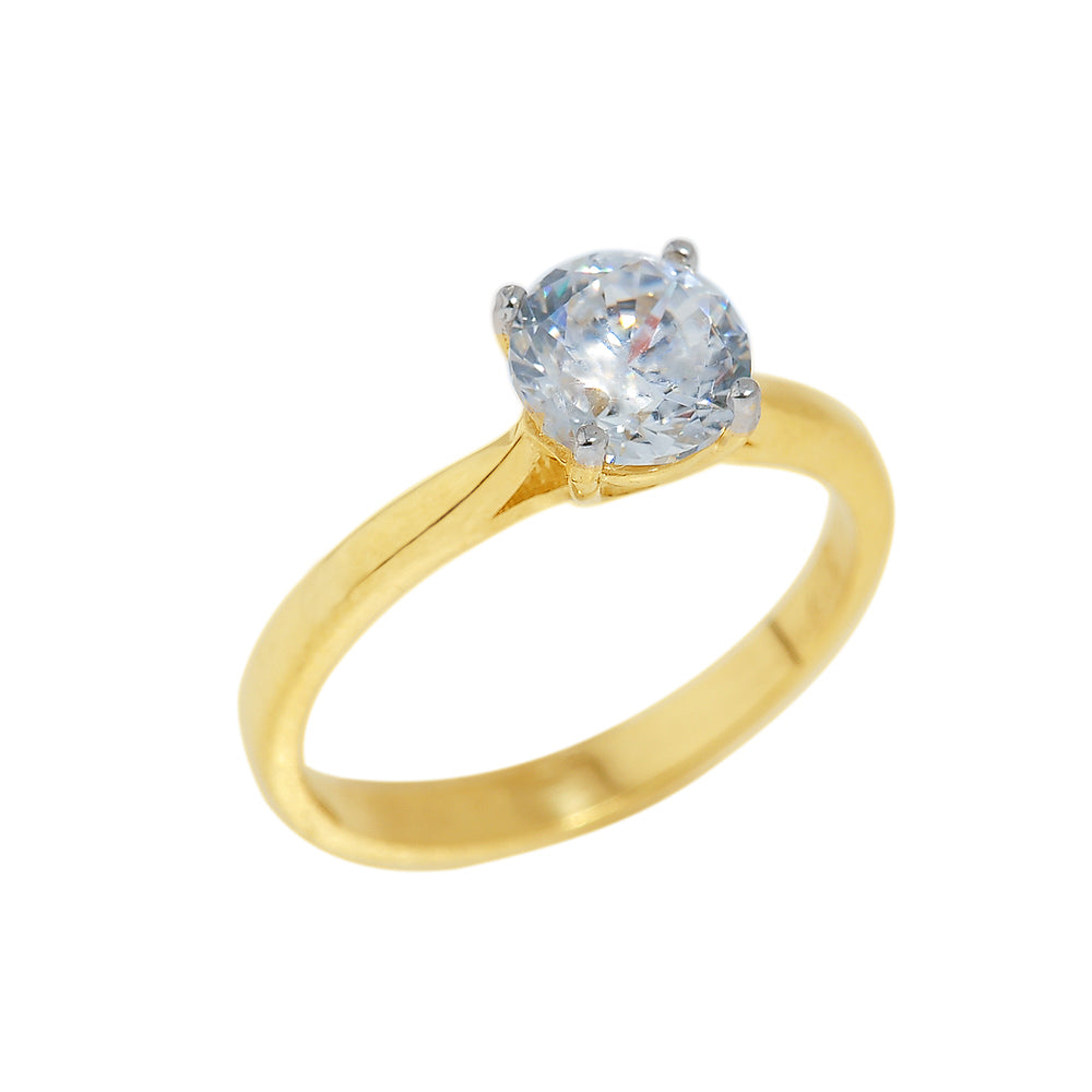 Solid Gold CZ Round Cut Engagement Ring