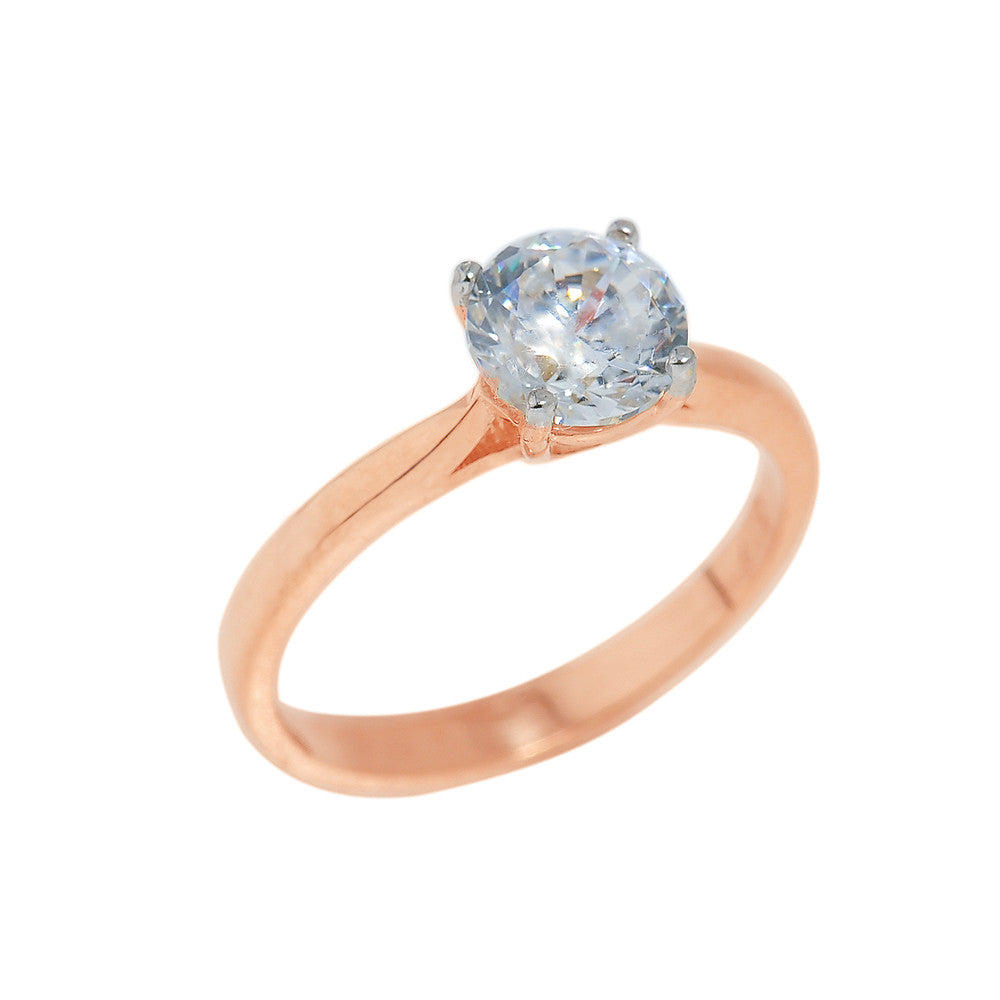 Solid Gold CZ Round Cut Engagement Ring, view 2