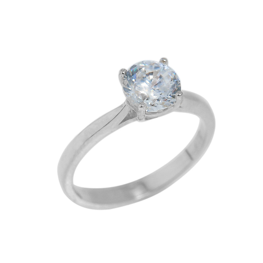 Solid Gold CZ Round Cut Engagement Ring, view 3