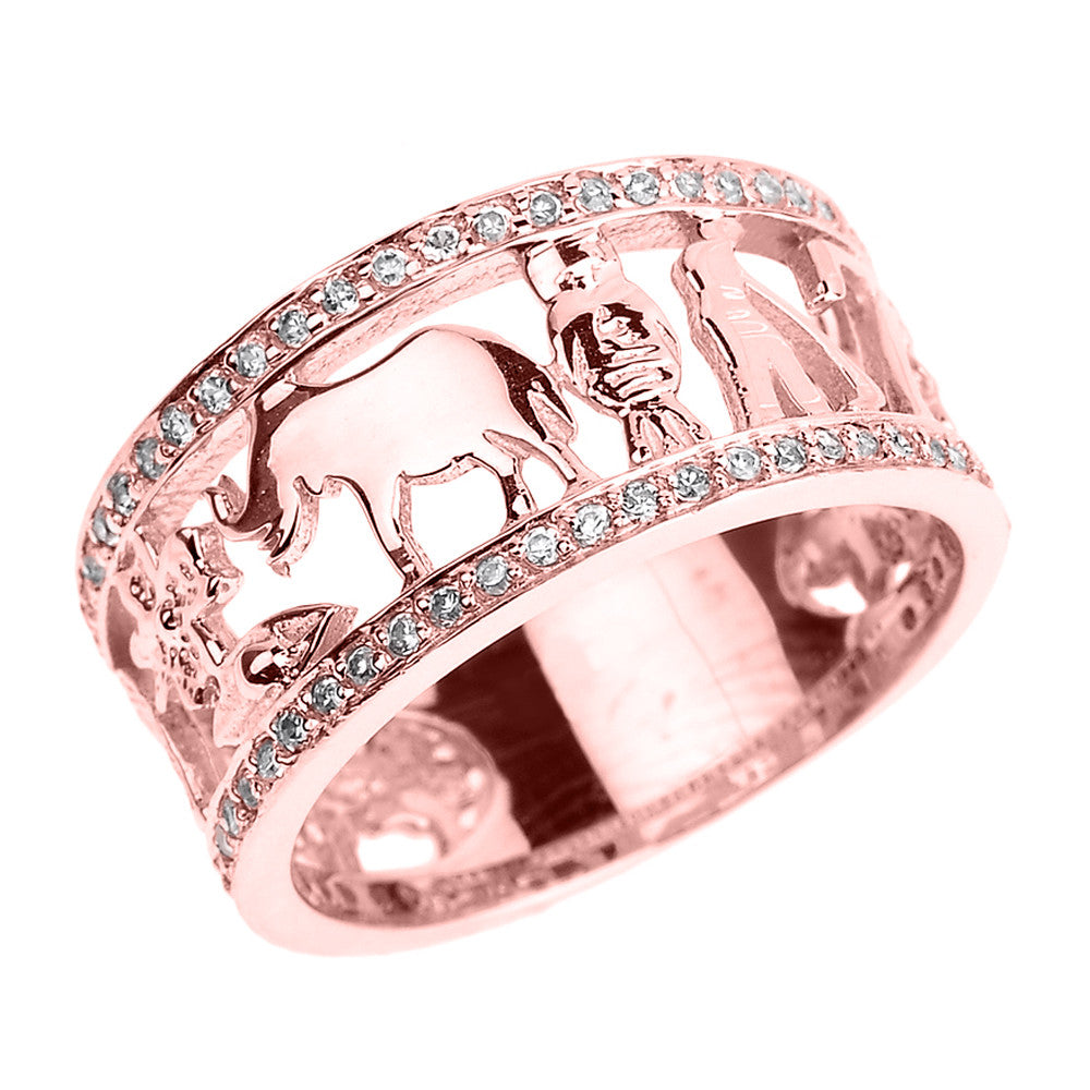 Solid Gold CZ Studded Unisex Lucky Ring, view 2