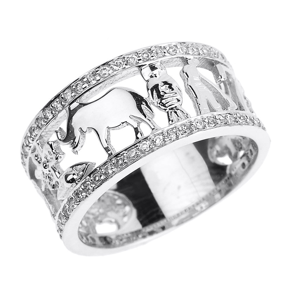 Solid Gold CZ Studded Unisex Lucky Ring, view 3