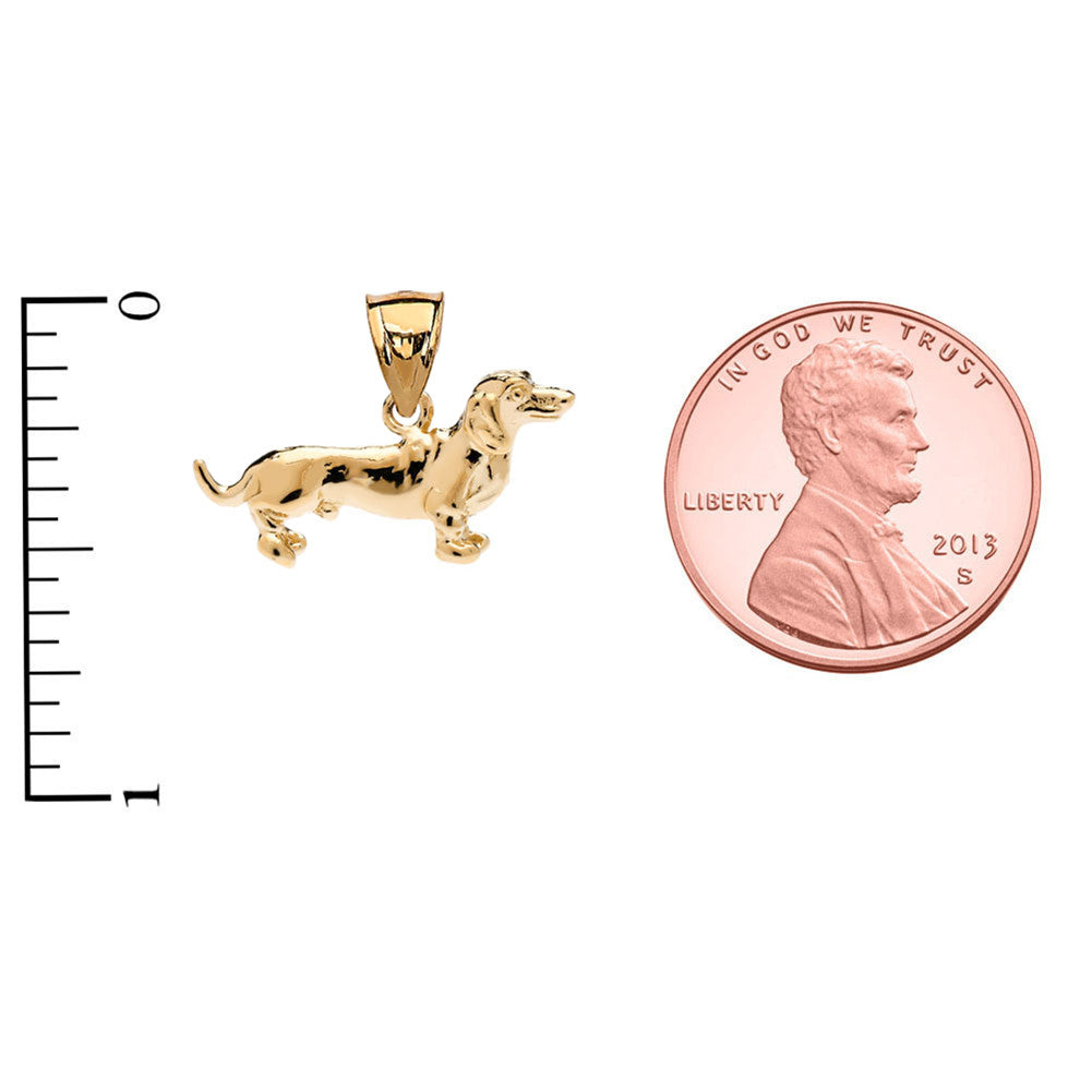 Solid Gold Dachshund Pendant Necklace, view 2
