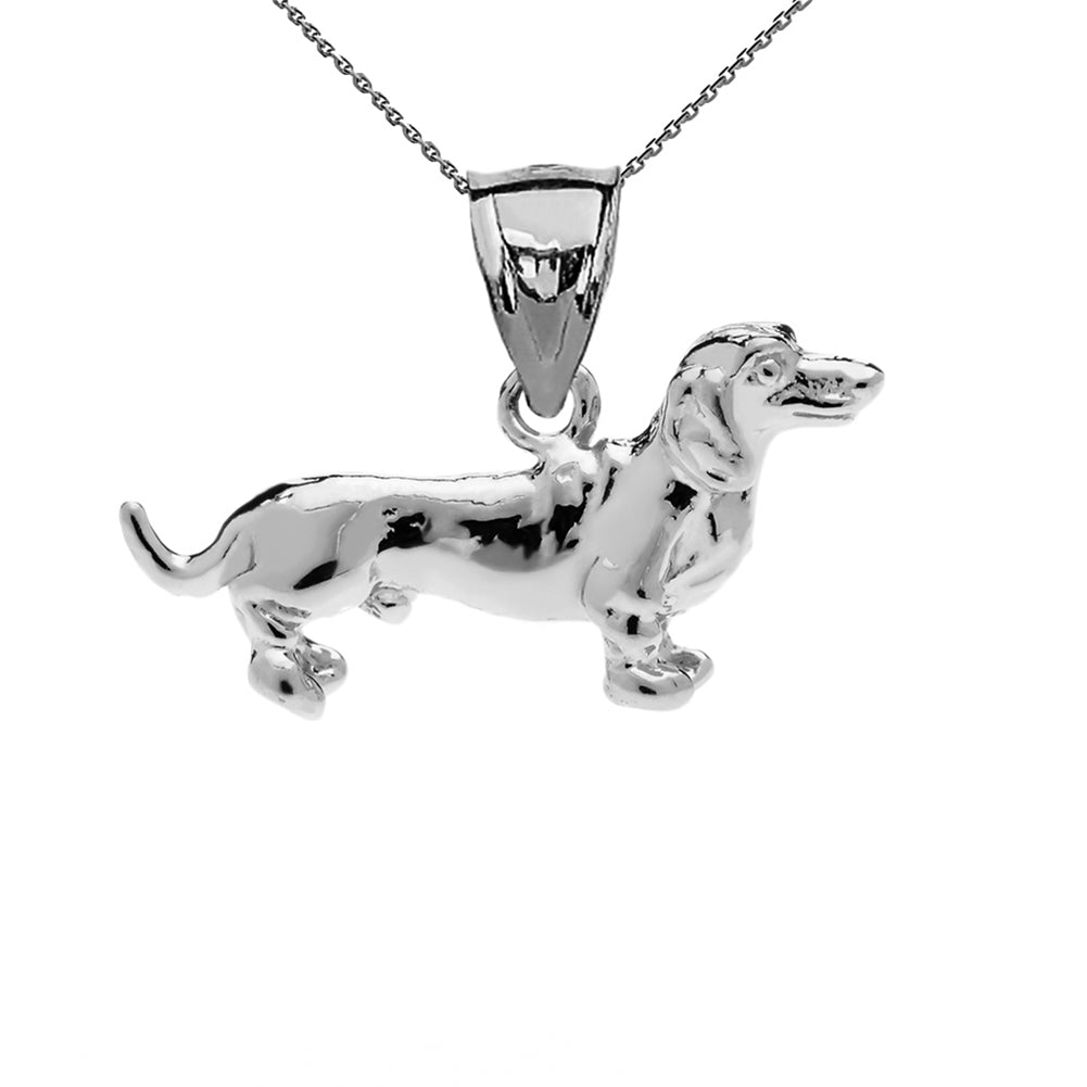 Solid Gold Dachshund Pendant Necklace, view 4