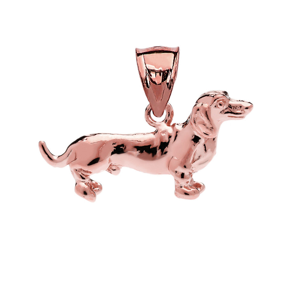 Solid Gold Dachshund Pendant Necklace, view 5