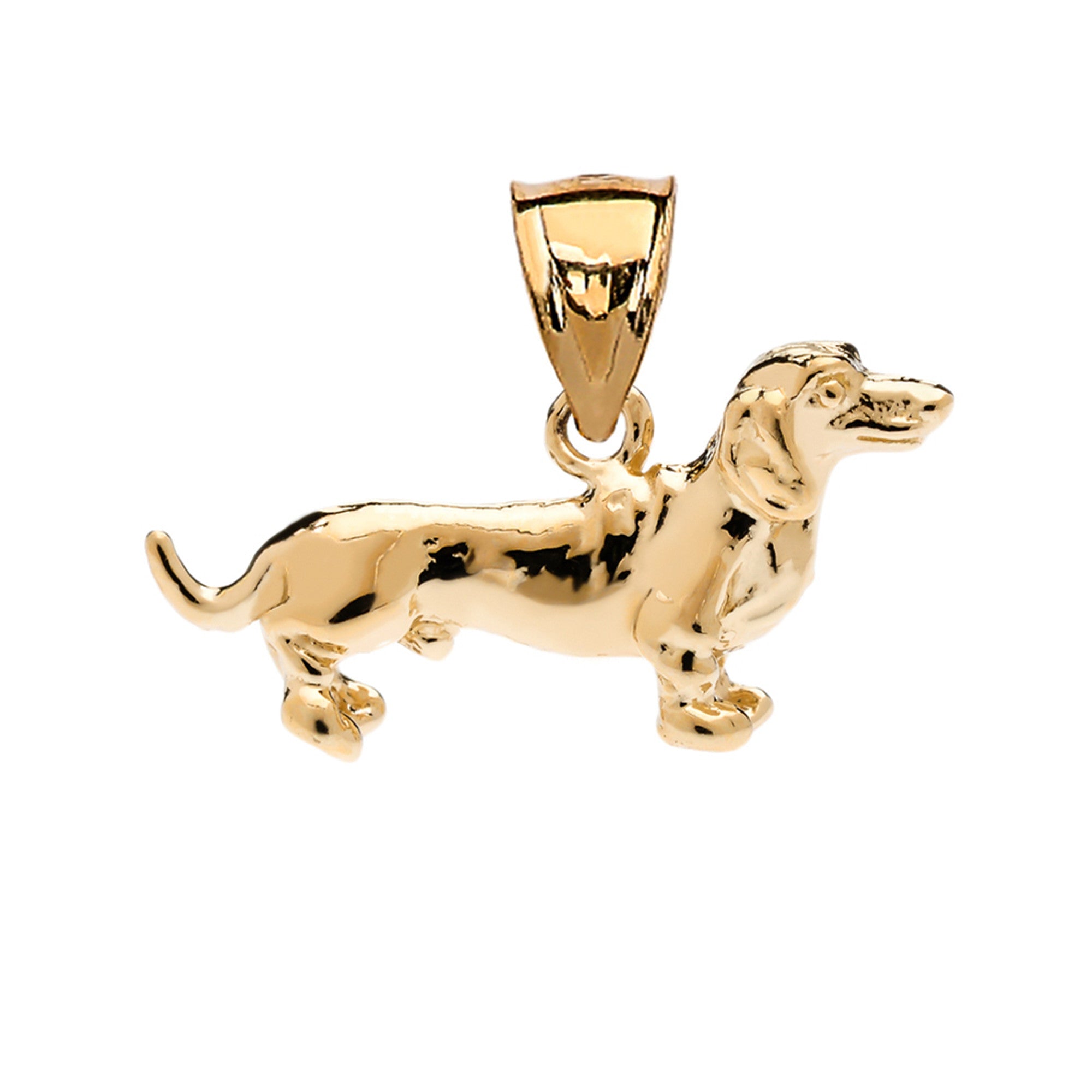 Solid Gold Dachshund Pendant Necklace, view 7