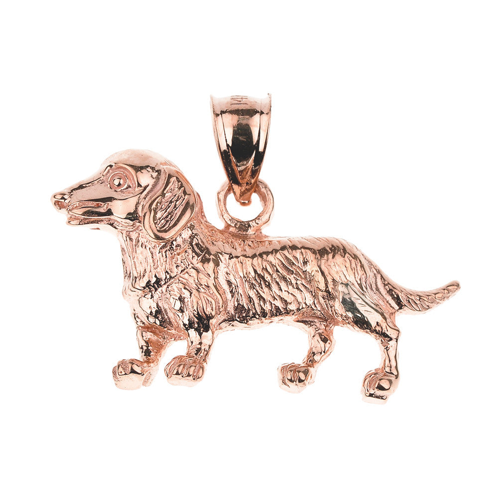 Solid Gold Dachshund Pet Dog Pendant Necklace, view 2