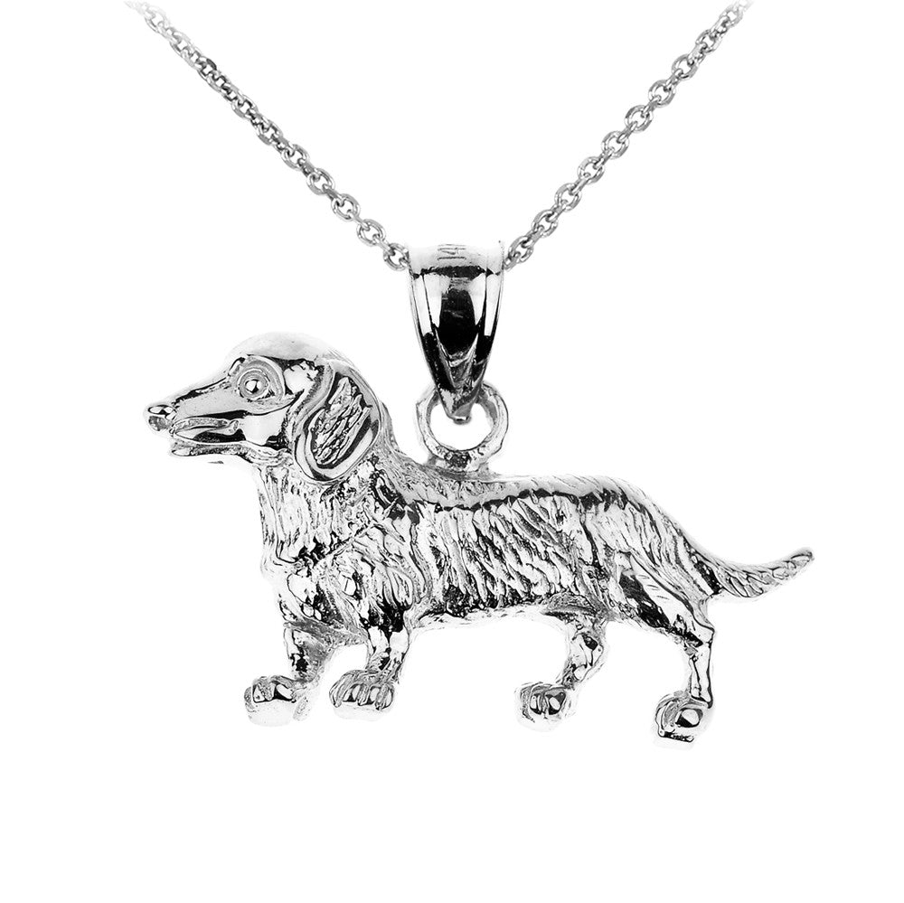 Solid Gold Dachshund Pet Dog Pendant Necklace, view 3