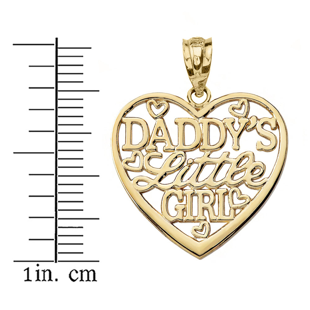 Solid Gold Daddy's Little Girl Heart Pendant Necklace, view 2