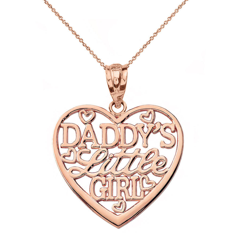 Solid Gold Daddy's Little Girl Heart Pendant Necklace, view 3