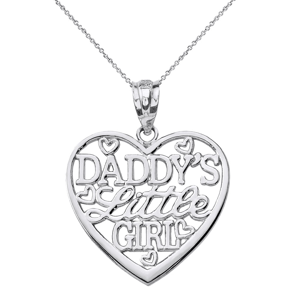 Solid Gold Daddy's Little Girl Heart Pendant Necklace, view 5