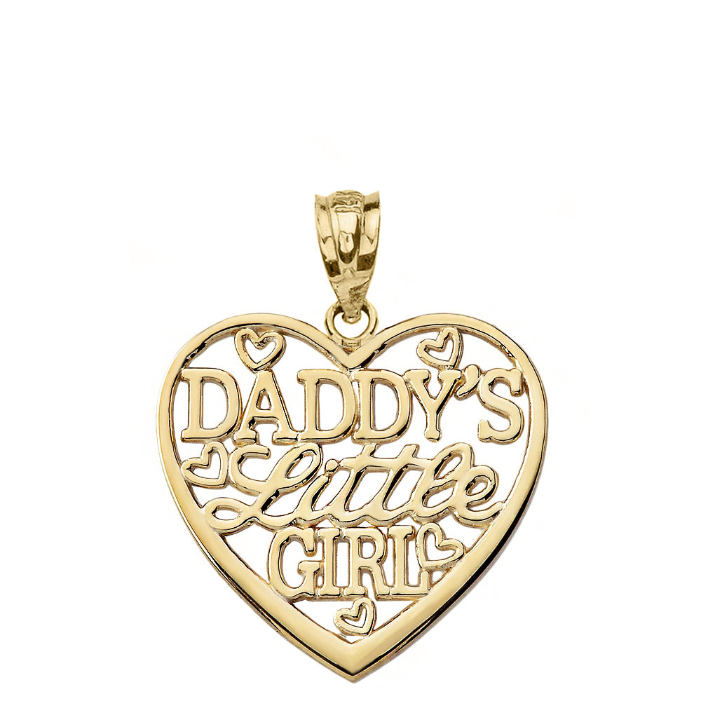 Solid Gold Daddy's Little Girl Heart Pendant Necklace, view 7