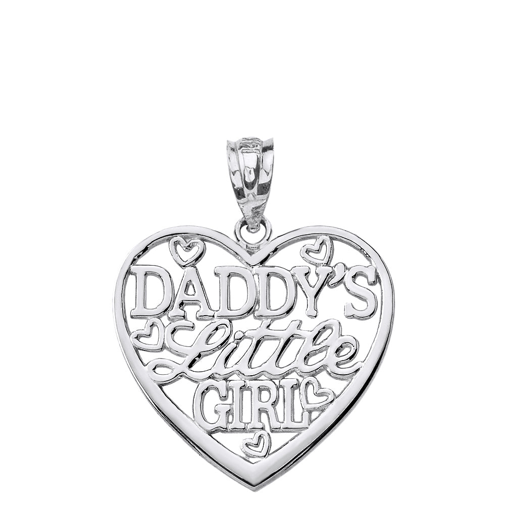 Solid Gold Daddy's Little Girl Heart Pendant Necklace, view 9