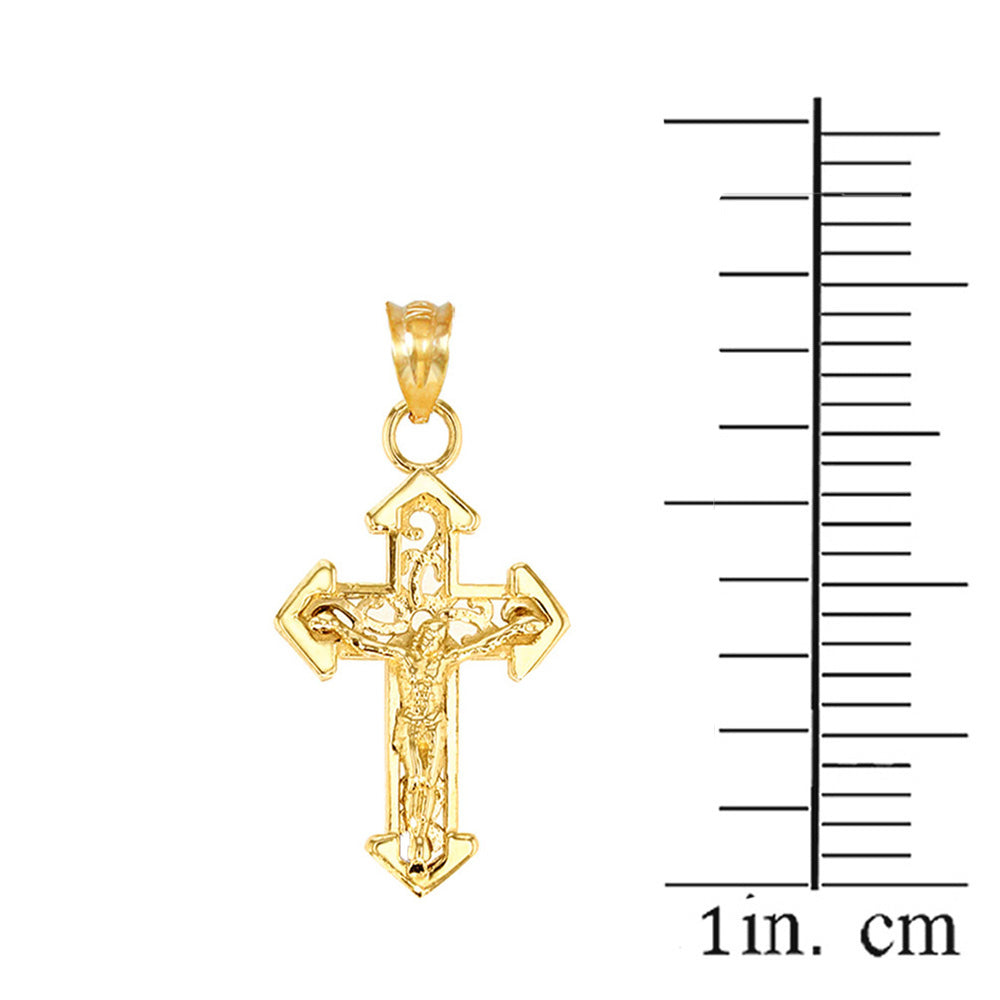 Solid Gold Dainty Fitchee Cross Pendant Necklace, view 2