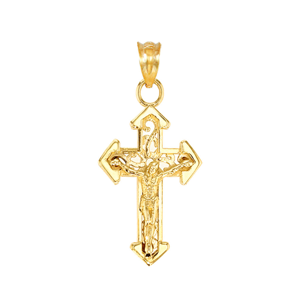 Solid Gold Dainty Fitchee Cross Pendant Necklace, view 5