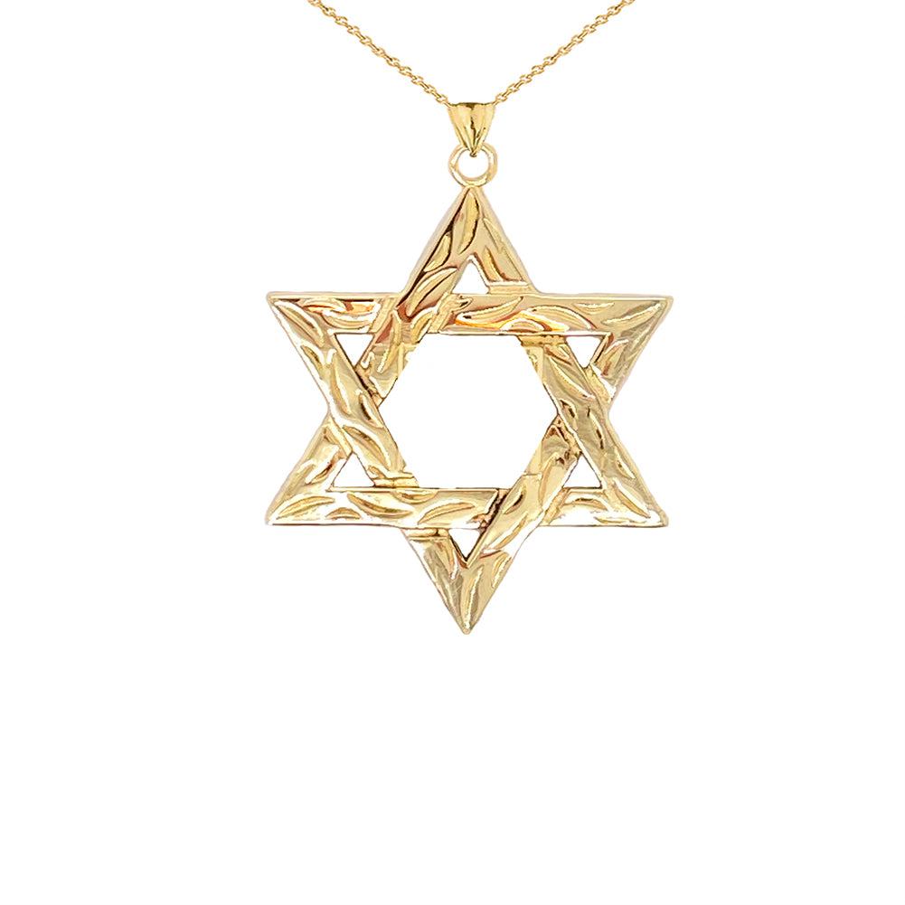Solid Gold Detailed Star of David Pendant Necklace, view 2