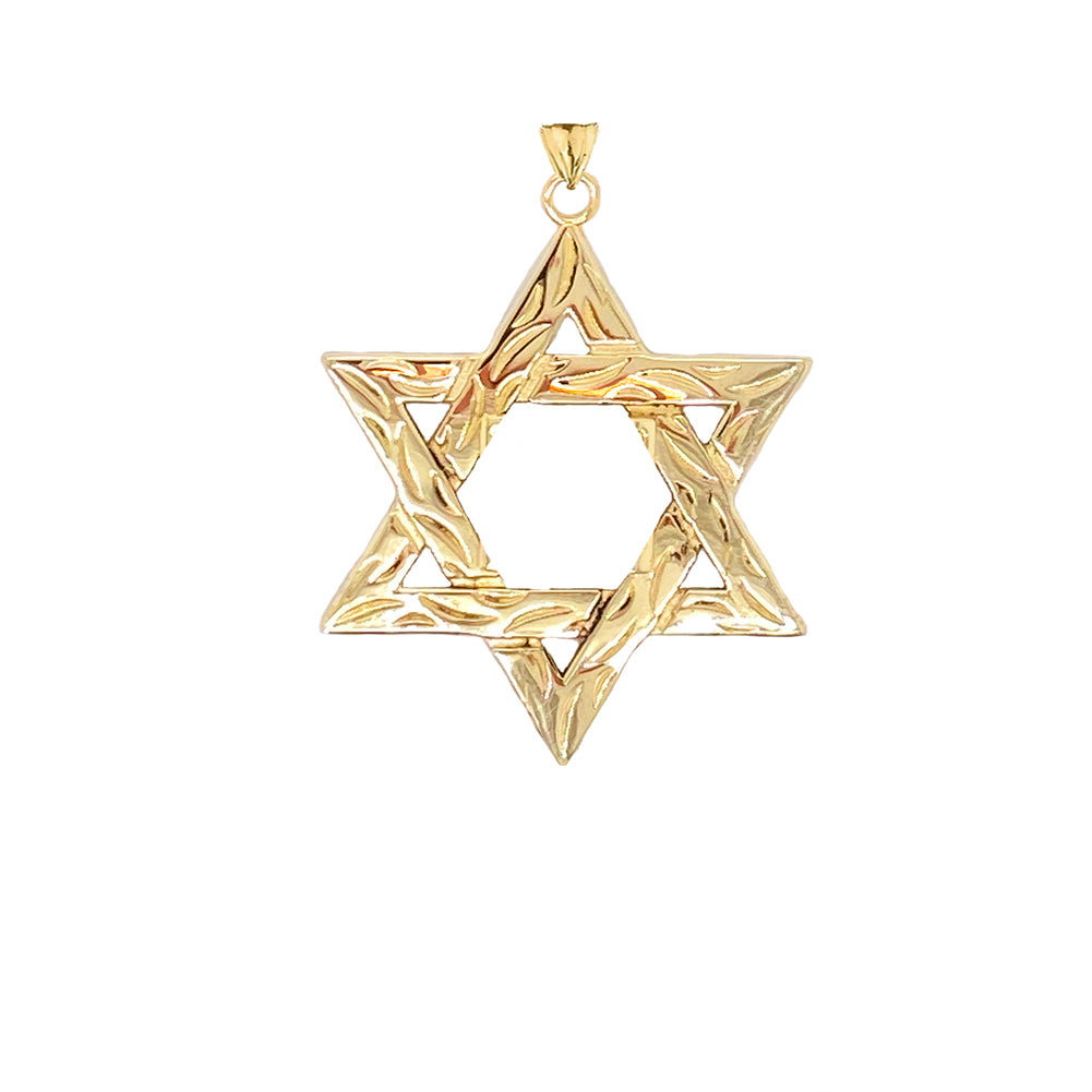 Solid Gold Detailed Star of David Pendant Necklace, view 3