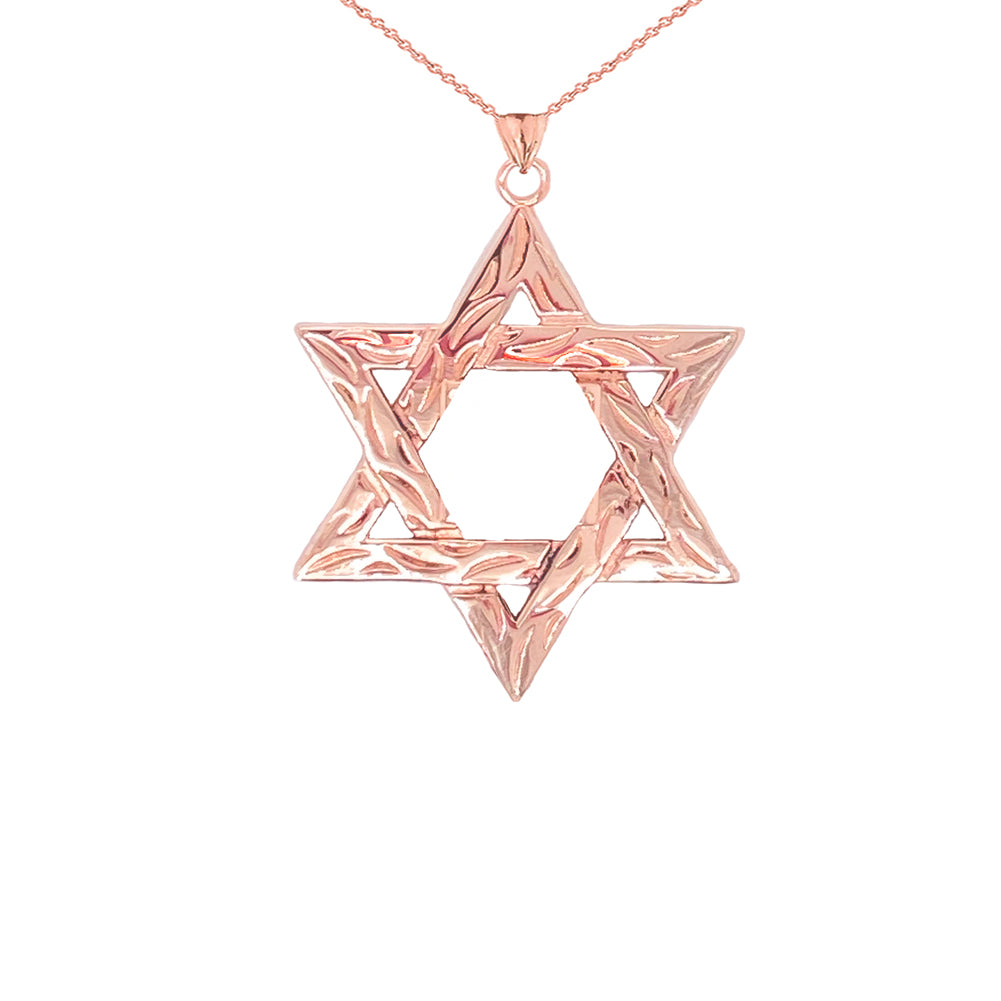 Solid Gold Detailed Star of David Pendant Necklace, view 5