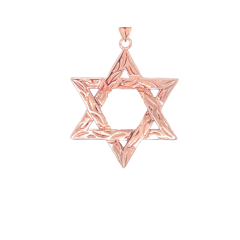 Solid Gold Detailed Star of David Pendant Necklace, view 6