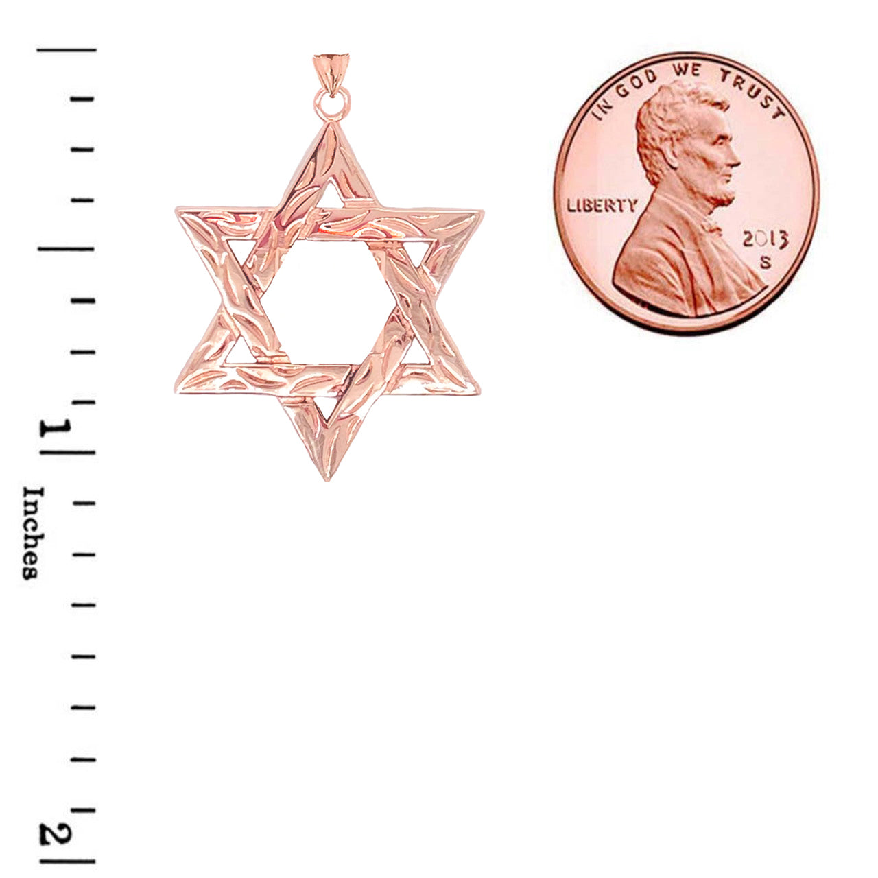 Solid Gold Detailed Star of David Pendant Necklace, view 7