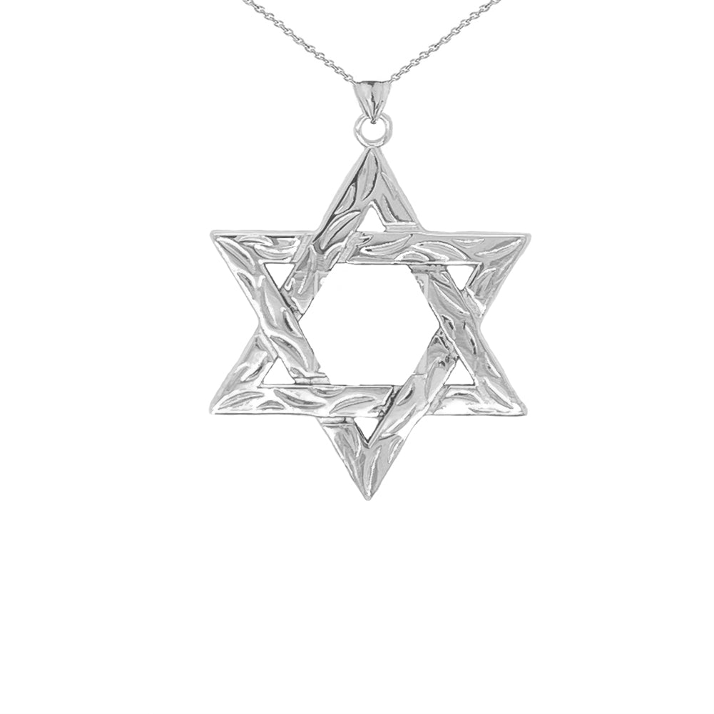 Solid Gold Detailed Star of David Pendant Necklace, view 8