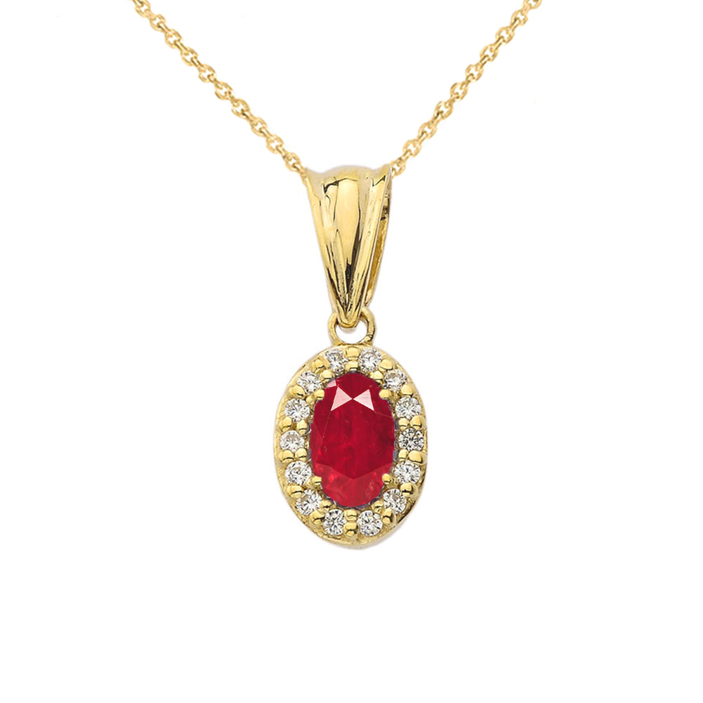 Solid Gold Diamond and Ruby Oval Pendant Necklace and Earrings Set, view 3