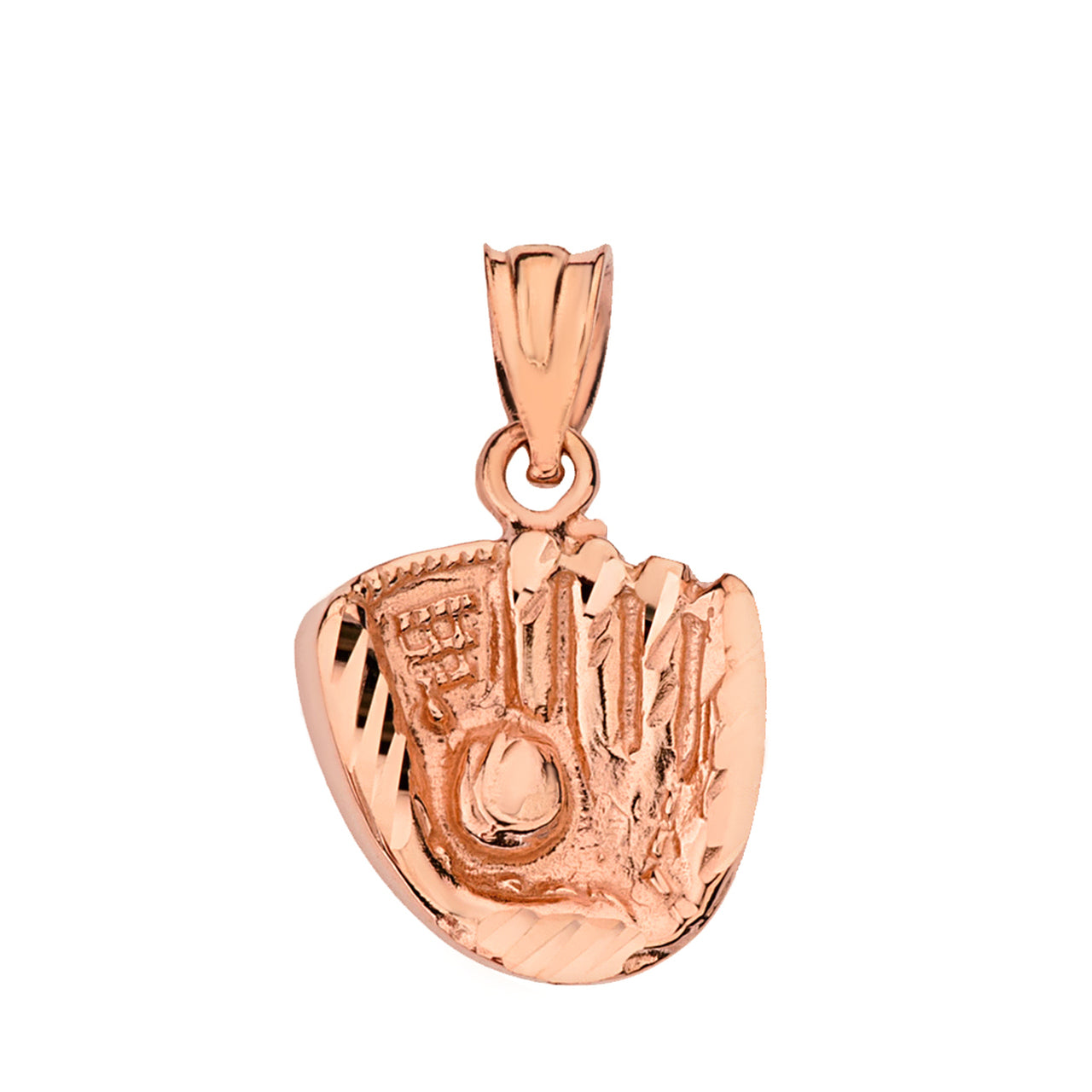 Solid Gold Diamond Cut Baseball Glove Pendant Necklace, view 5