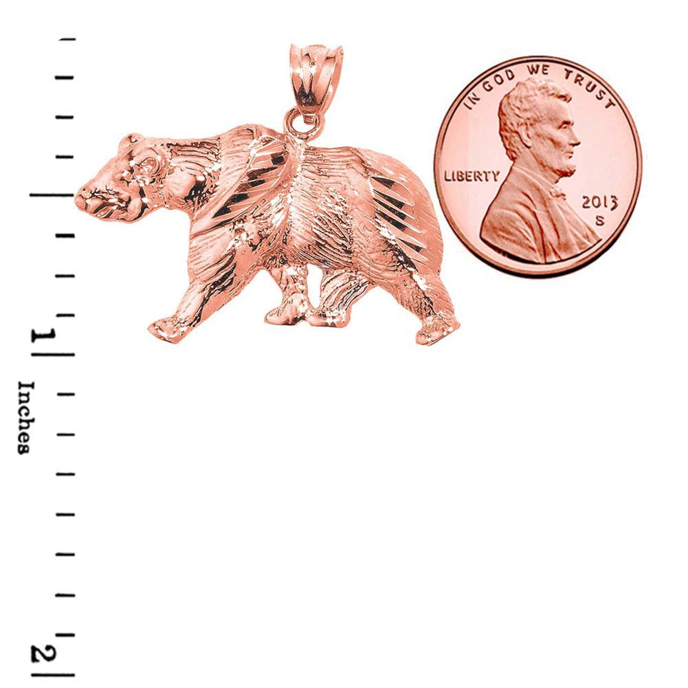 Solid Gold Diamond Cut Bear Pendant, view 6