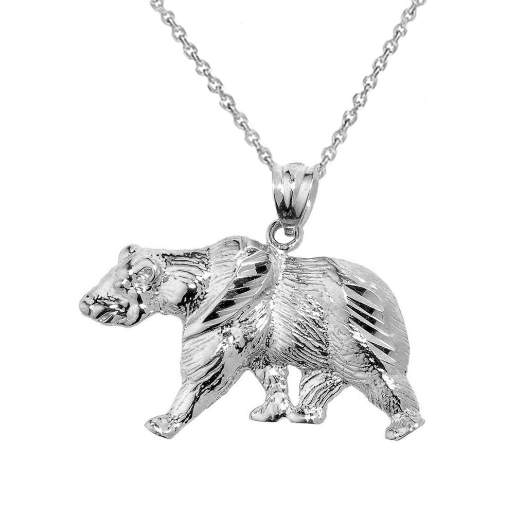 Solid Gold Diamond Cut Bear Pendant, view 8