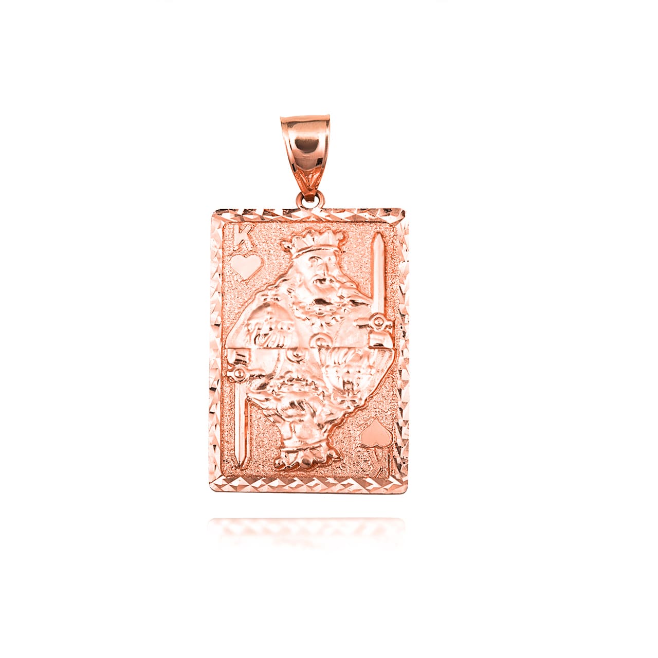 Solid Gold Diamond Cut King Of Hearts Playing Cards Pendant Necklace, view 6