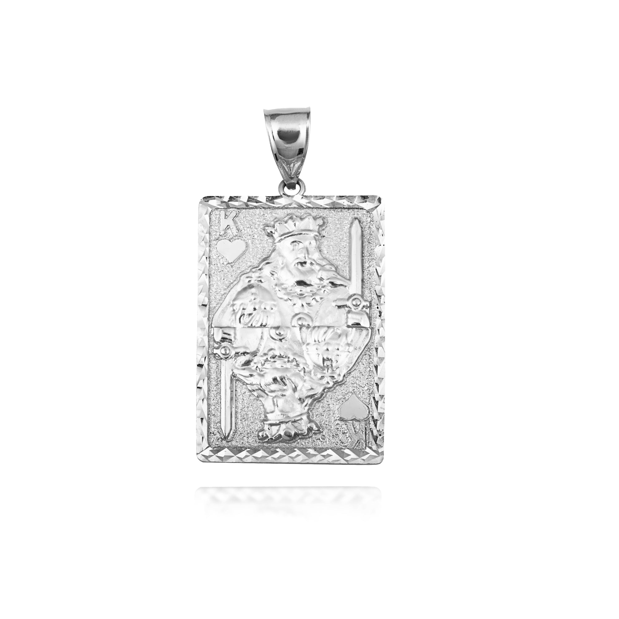 Solid Gold Diamond Cut King Of Hearts Playing Cards Pendant Necklace, view 8