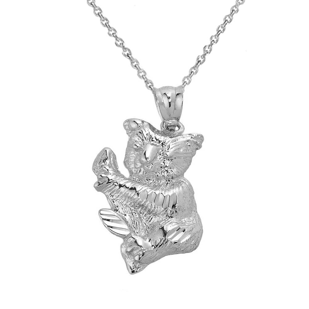 Solid Gold Diamond Cut Koala Bear Pendant, view 5