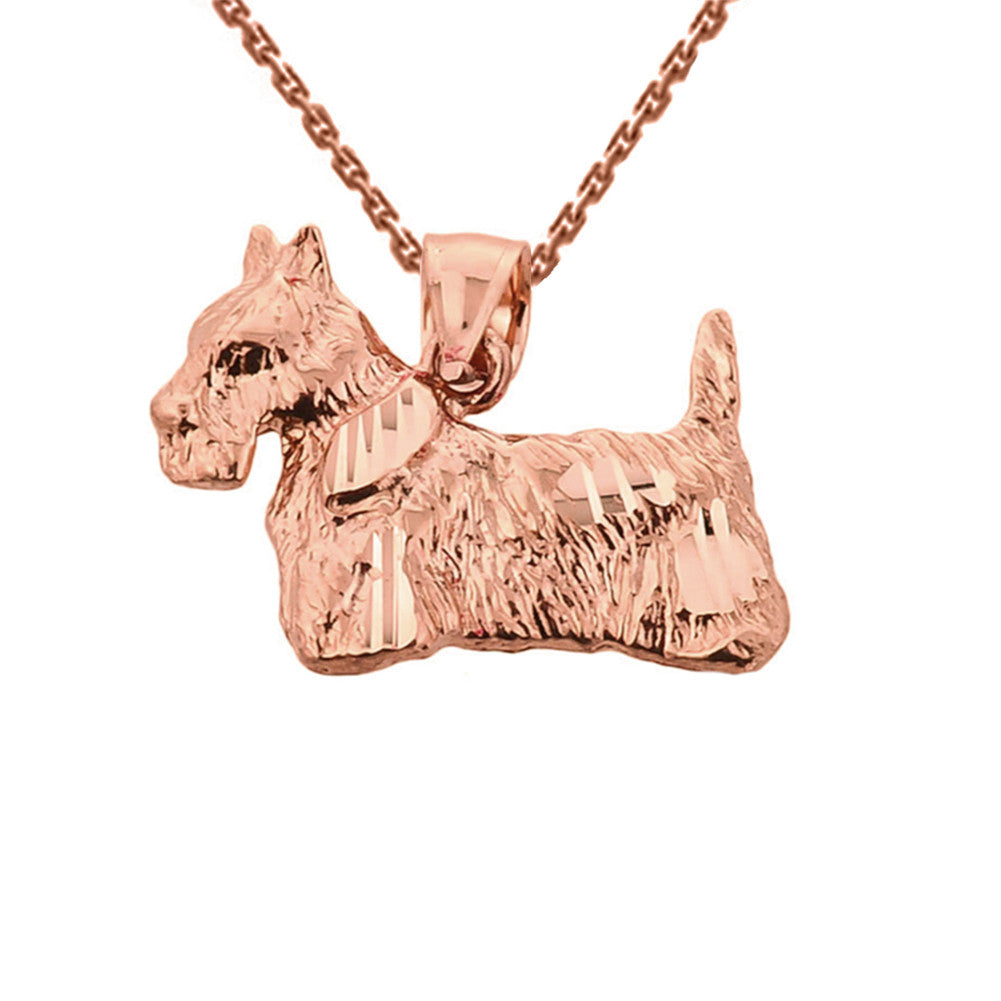 Solid Gold Diamond Cut Scottish Terrier Pendant, view 2