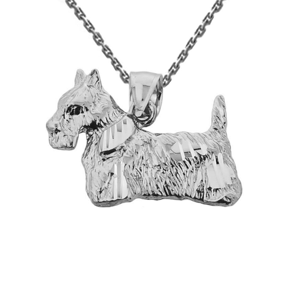 Solid Gold Diamond Cut Scottish Terrier Pendant, view 3