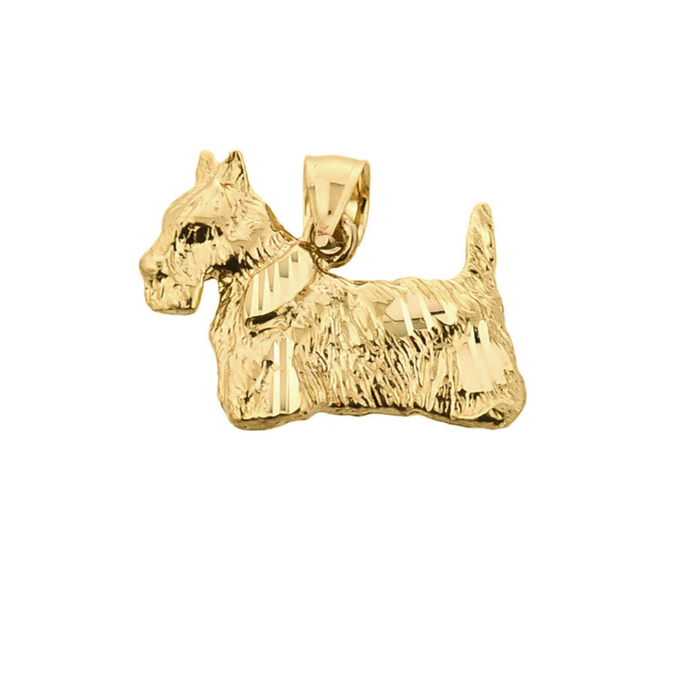 Solid Gold Diamond Cut Scottish Terrier Pendant, view 4