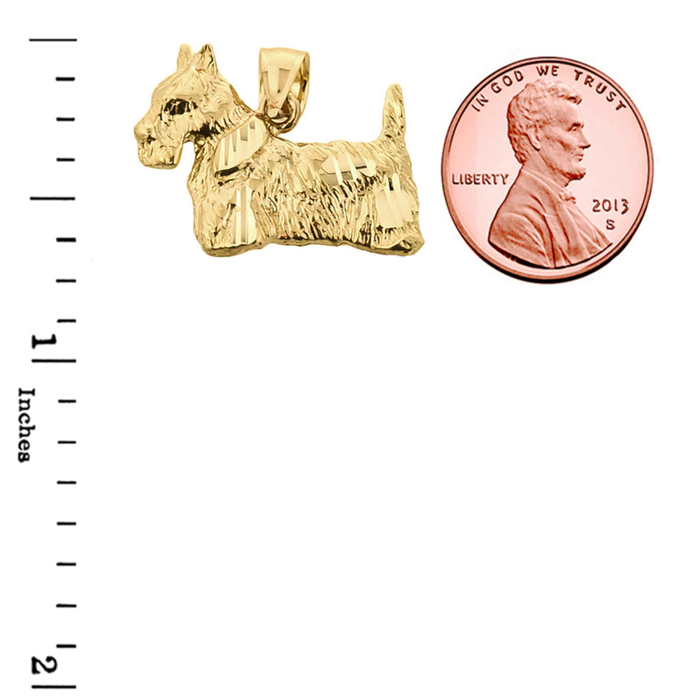 Solid Gold Diamond Cut Scottish Terrier Pendant, view 5