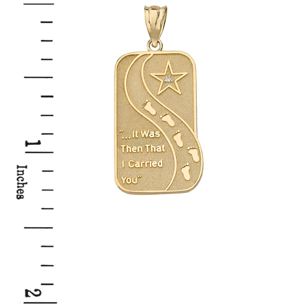 Solid Gold Diamond Footprints in the Sand Poem Pendant Necklace, view 3