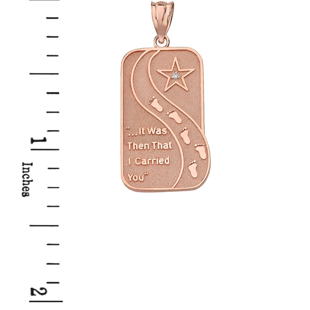 Solid Gold Diamond Footprints in the Sand Poem Pendant Necklace, view 6
