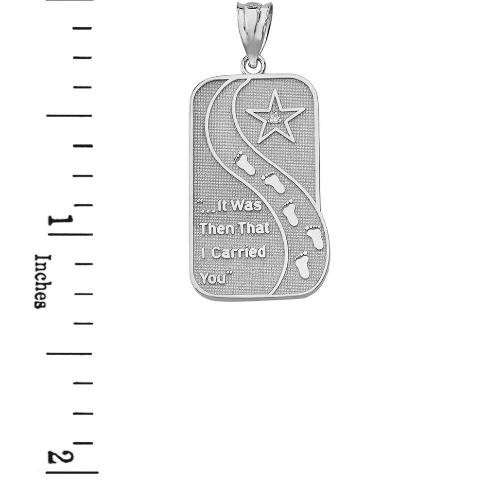 Solid Gold Diamond Footprints in the Sand Poem Pendant Necklace, view 9