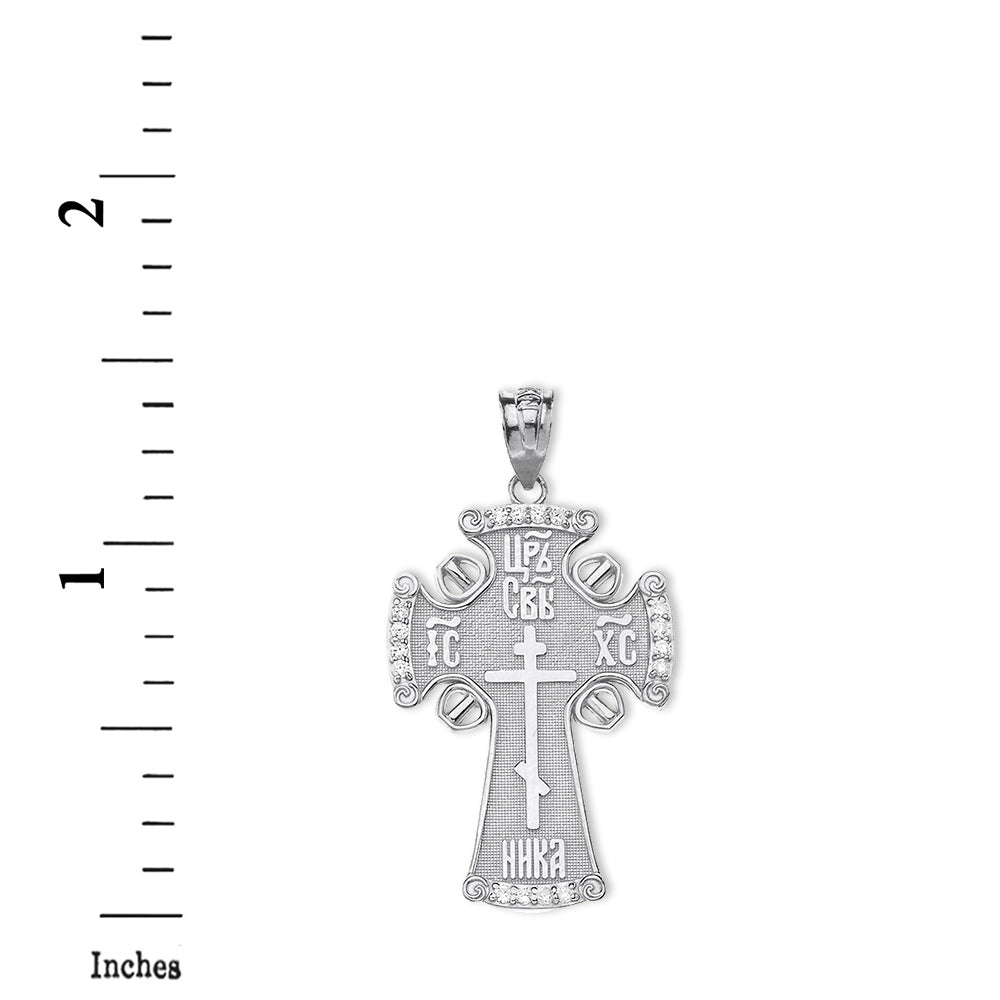 Solid Gold Diamond ICXC NIKA Eastern Orthodox Cross Pendant Necklace, view 9