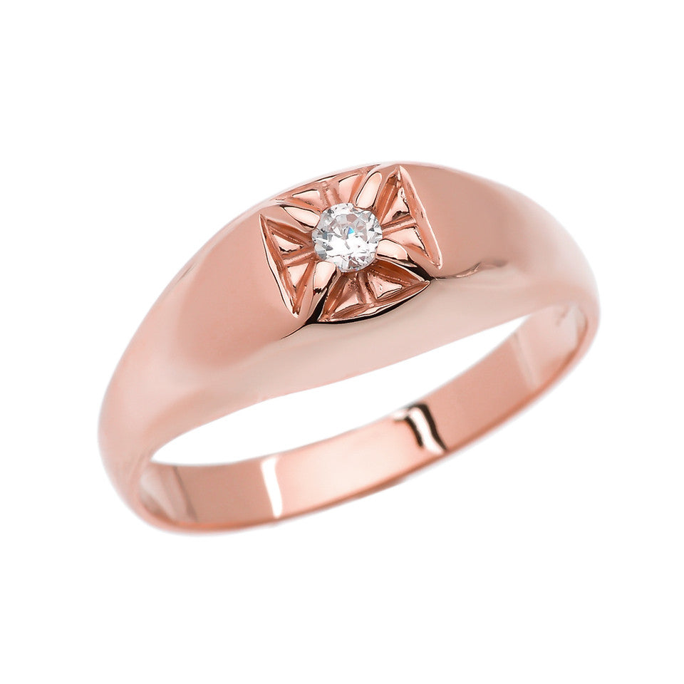 Solid Gold Diamond Men's Pinky Ring, view 2
