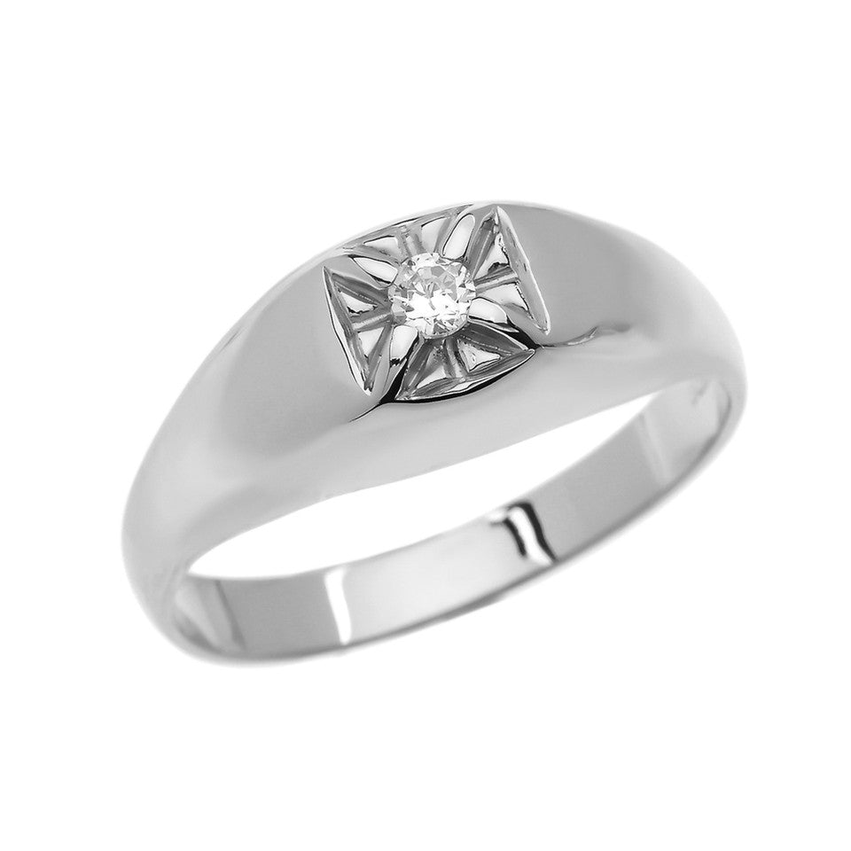 Solid Gold Diamond Men's Pinky Ring, view 3