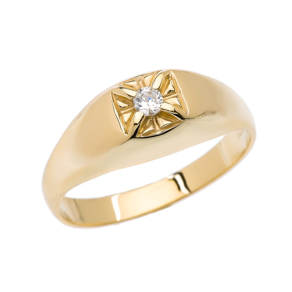 Solid Gold Diamond Men's Pinky Ring, view 4