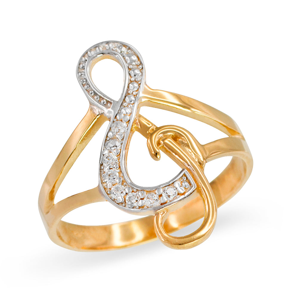 Solid Gold Diamond Studded Treble Clef Music Ring